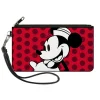 Canvas Zipper Wallet - LARGE - Vintage Minnie Smiling Pose CLOSE-UP Dots Reds/Black/White