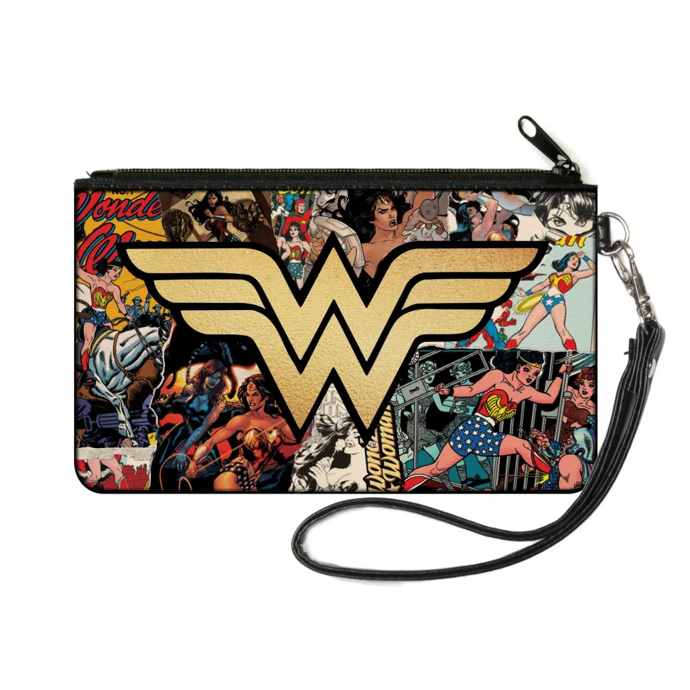 Canvas Zipper Wallet - LARGE - Wonder Woman Icon Through The Years Comics Book Covers Stacked