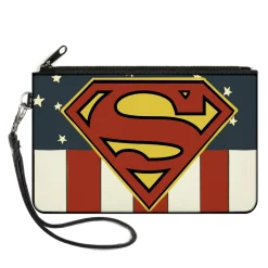 Canvas Zipper Wallet - LARGE - Superman Shield Americana Red/White/Blue/Yellow