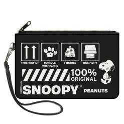 Canvas Zipper Wallet - LARGE - Peanuts SNOOPY Care Symbols 100% ORIGINAL Black/White