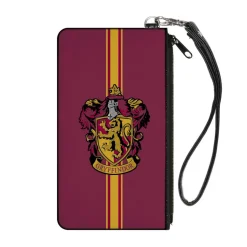 Canvas Zipper Wallet - LARGE - GRYFFINDOR Crest Vertical Stripe Burgundy Gold