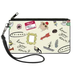 Canvas Zipper Wallet - LARGE - FRIENDS Show Icons Collage White