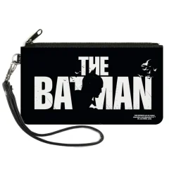 Canvas Zipper Wallet - LARGE - THE BATMAN Movie Batman Silhouette Title Black White