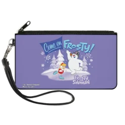 Canvas Zipper Wallet - LARGE - FROSTY THE SNOWMAN Skating with Karen COME ON FROSTY! Purple Blues
