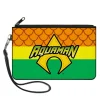 Canvas Zipper Wallet - LARGE - AQUAMAN Logo3 Scales Stripe Orange Yellow Green