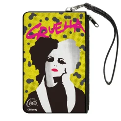Canvas Zipper Wallet - LARGE - CRUELLA Cruell World Pose Halftone Yellow Gray Pink