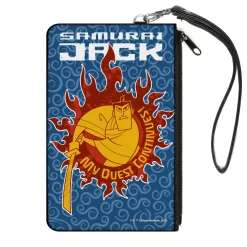 Canvas Zipper Wallet - LARGE - SAMURAI JACK MY QUEST CONTINUES Katana Pose Swirl Blues