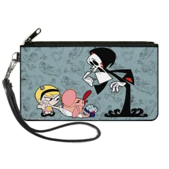 Canvas Zipper Wallet - LARGE - The Grim Adventures of Billy & Mandy Group Pose and Grim Sketches Gray