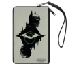 Canvas Zipper Wallet - LARGE - The Batman Movie Batman and Riddler Poses and Logos Cityscape Grays Black Green