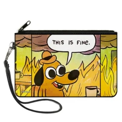 Canvas Zipper Wallet - LARGE - THIS IS FINE Question Hound Cafe Fire Comic Strip