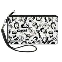 Canvas Zipper Wallet - LARGE - THE GOONIES Character Face Sketch Collage White/Black
