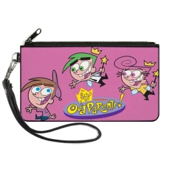 Canvas Zipper Wallet - LARGE - THE FAIRLY ODDPARENTS Timmy with Cosmo and Wanda Group Pose Pink