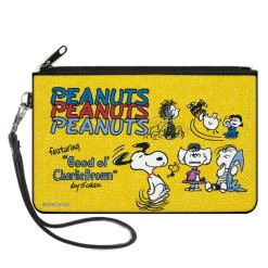Canvas Zipper Wallet - LARGE - PEANUTS Gang FEATURING GOOD OL CHARLIE BROWN Character Poses Yellow/Multi Color