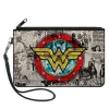 Canvas Zipper Wallet - LARGE - Wonder Woman Logo Comic Scenes Grays Blue Red Yellow