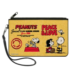 Canvas Zipper Wallet - LARGE - PEANUTS SOCIAL CLUB PEACE & LOVE Scenes Yellow/Red