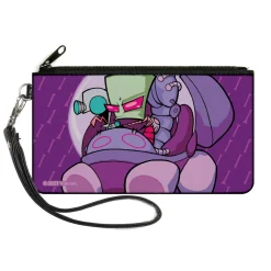 Canvas Zipper Wallet - LARGE - Invader Zim and GIR Voot Cruiser Pose and Bone Purples