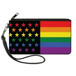 Canvas Zipper Wallet - LARGE - Flag American Pride Rainbow Black