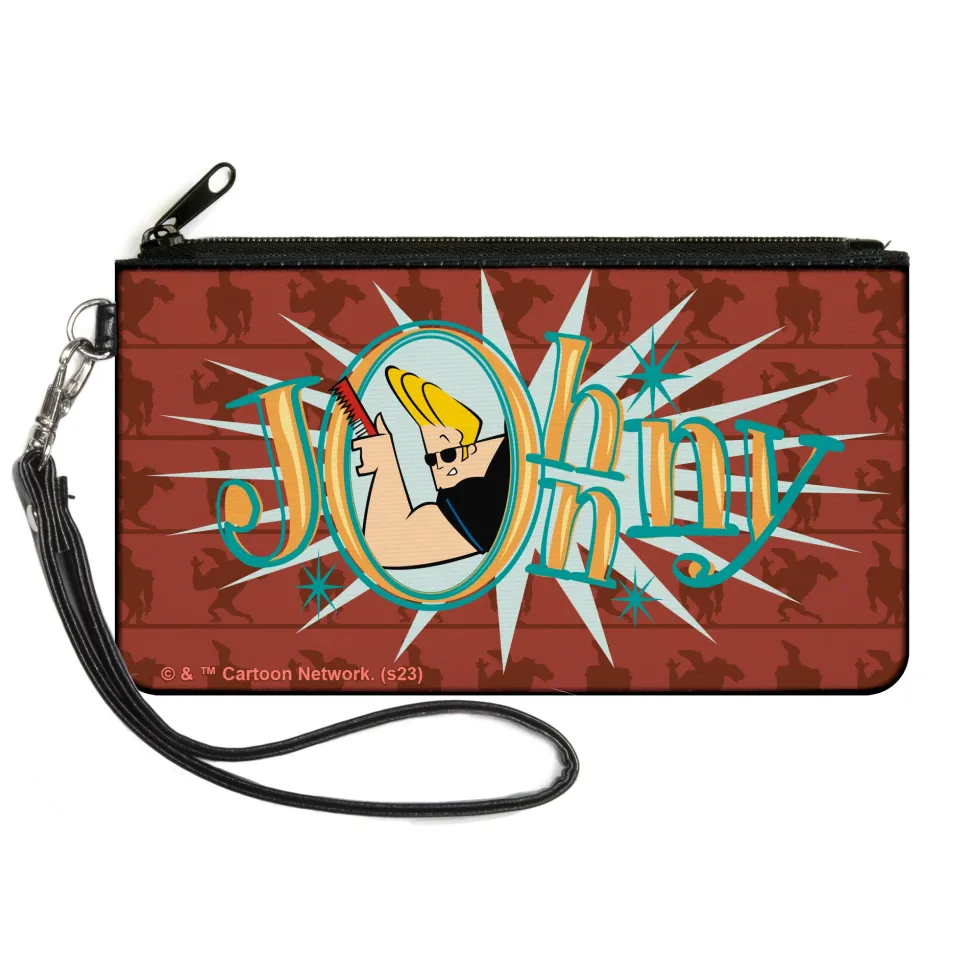 Canvas Zipper Wallet - LARGE - JOHNNY BRAVO Title Logo and Flex Pose Turns Reds
