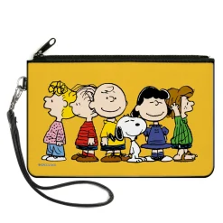 Canvas Zipper Wallet - LARGE - Peanuts Gang Close-Up Group Pose Golden Yellow