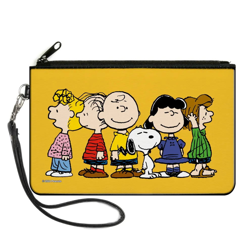 Canvas Zipper Wallet - LARGE - Peanuts Gang Close-Up Group Pose Golden Yellow