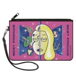 Canvas Zipper Wallet - LARGE - Rick and Morty Space Beth and Beth Smith BEST FRIENDS Pink/Blues