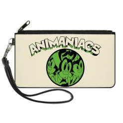 Canvas Zipper Wallet - LARGE - ANIMANIACS Wakko Yakko Dot Close-Up Pose White Black Green