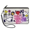 Canvas Zipper Wallet - LARGE - Peanuts Snoopy and Woodstock Graffiti Collage White/Multi Color