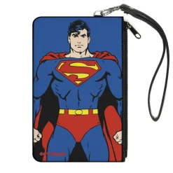 Canvas Zipper Wallet - LARGE - Superman Standing Pose Blue