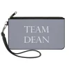 Canvas Zipper Wallet - LARGE - Supernatural TEAM DEAN Text Gray White