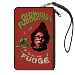 Canvas Zipper Wallet - LARGE - A Christmas Story Ralphie OH FUDGE! Collage Reds Greens