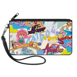 Canvas Zipper Wallet - LARGE - Nick 90's Logos 7-Show Characters White Multi Color