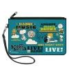 Canvas Zipper Wallet - LARGE - Peanuts Gang DANCE MUSIC Poses and Quotes Blue/Multi Color