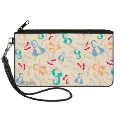 Canvas Zipper Wallet - LARGE - The Wizard of Oz Dorothy Pose and Ruby Slippers Collage Tan/Multi Color