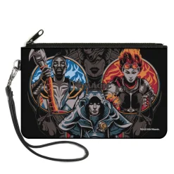 Canvas Zipper Wallet - LARGE - MAGIC THE GATHERING Three Planeswalker Poses and Title Logo Black/Grays/Multi Color
