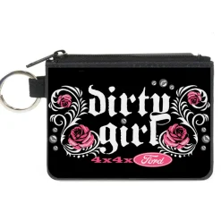 Canvas Zipper Wallet - MINI X-SMALL - Floral DIRTY GIRL 4x4xFORD Black White Pink
