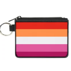 Canvas Zipper Wallet - MINI X-SMALL - Flag Lesbian Five Stripe Oranges White Pinks