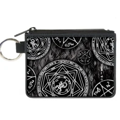 Canvas Zipper Wallet - MINI X-SMALL - Supernatural Devil's Trap Pentagrams Grays Black White