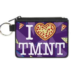 Canvas Zipper Wallet - MINI X-SMALL - Classic TMNT Turtles Pose18 Eating Pizza GOT PIZZA? Pepperoni Pizza Gold Red