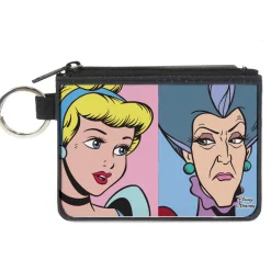 Canvas Zipper Wallet - MINI X-SMALL - Cinderella and Wicked Step Mother Lady Tremaine Face Blocks