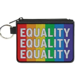 Canvas Zipper Wallet - MINI X-SMALL - EQUALITY Blocks Rainbow Blue White