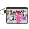 Canvas Zipper Wallet - MINI X-SMALL - Peanuts Snoopy and Woodstock Graffiti Collage White/Multi Color
