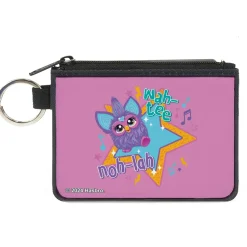 Canvas Zipper Wallet - MINI X-SMALL - Furby Purple Furby NOH-LAH WAH-TEE Star Pose Pink/Multi Color