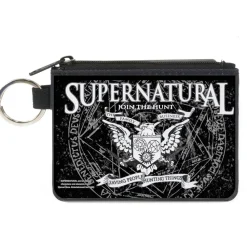 Canvas Zipper Wallet - MINI X-SMALL - SUPERNATURAL WINCHSTER BROTHERS Eagle Crest Black Gray White