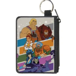Canvas Zipper Wallet - MINI X-SMALL - Masters of the Universe Character Stripe Poses White/Multi Color