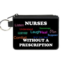 Canvas Zipper Wallet - MINI X-SMALL - NURSES "Respond" WITHOUT A PRESCRIPTION Black/White/Multi Color