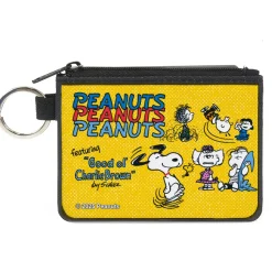 Canvas Zipper Wallet - MINI X-SMALL - PEANUTS Gang FEATURING GOOD OL CHARLIE BROWN Character Poses Yellow/Multi Color
