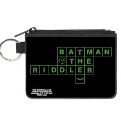 Canvas Zipper Wallet - MINI X-SMALL - The Batman Movie Crossword Puzzle Black Green