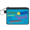 Canvas Zipper Wallet - MINI X-SMALL - PEANUTS Charlie Brown Snoopy and Woodstock Typography Collage Blue/Multi Color