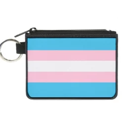 Canvas Zipper Wallet - MINI X-SMALL - Flag Transgender Baby Blue Baby Pink White