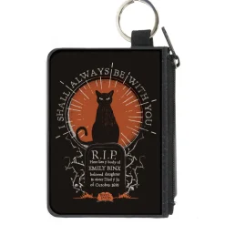 Canvas Zipper Wallet - MINI X-SMALL - HOCUS POCUS Cat Emily Binx I SHALL ALWAYS BE WITH YOU Black White Orange